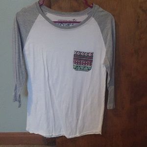 Aztec pocket 3/4 length sleeve shirt